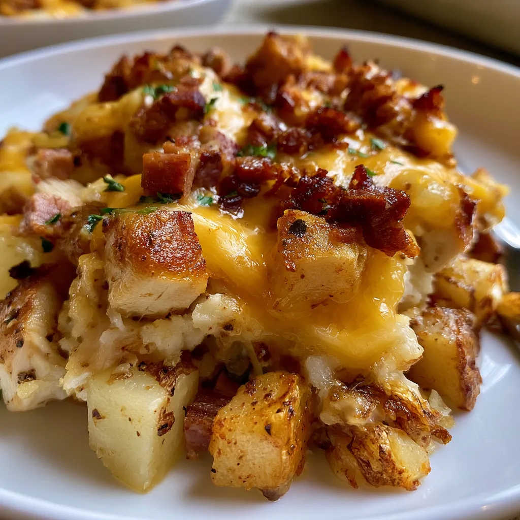 Loaded chicken and potato casserole