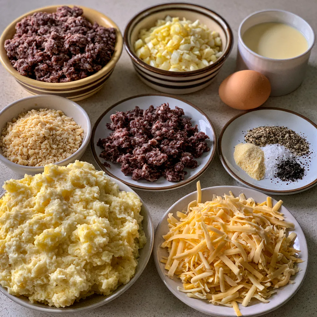 Meatloaf with Mashed Potatoes and Cheese