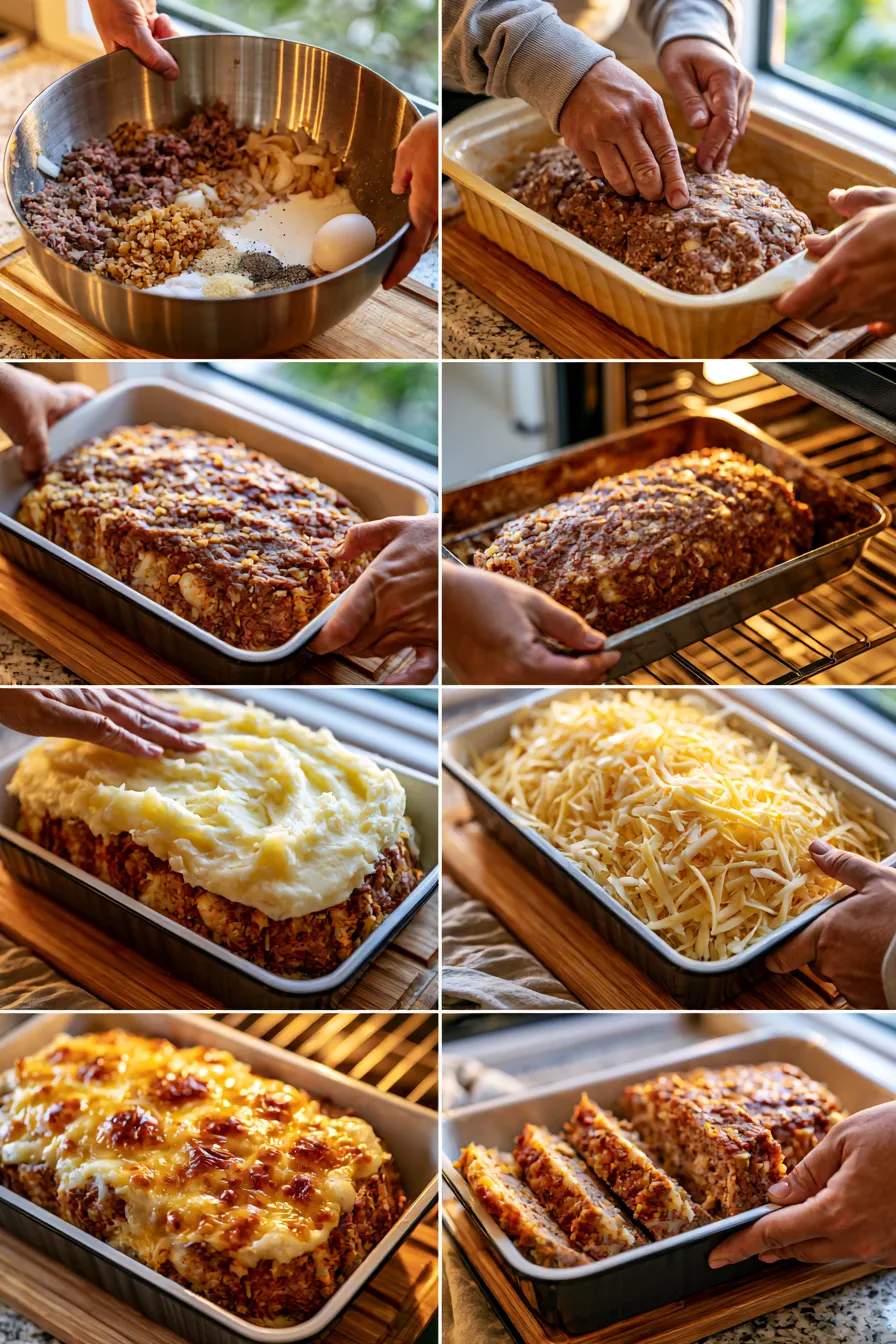 Meatloaf with Mashed Potatoes and Cheese
