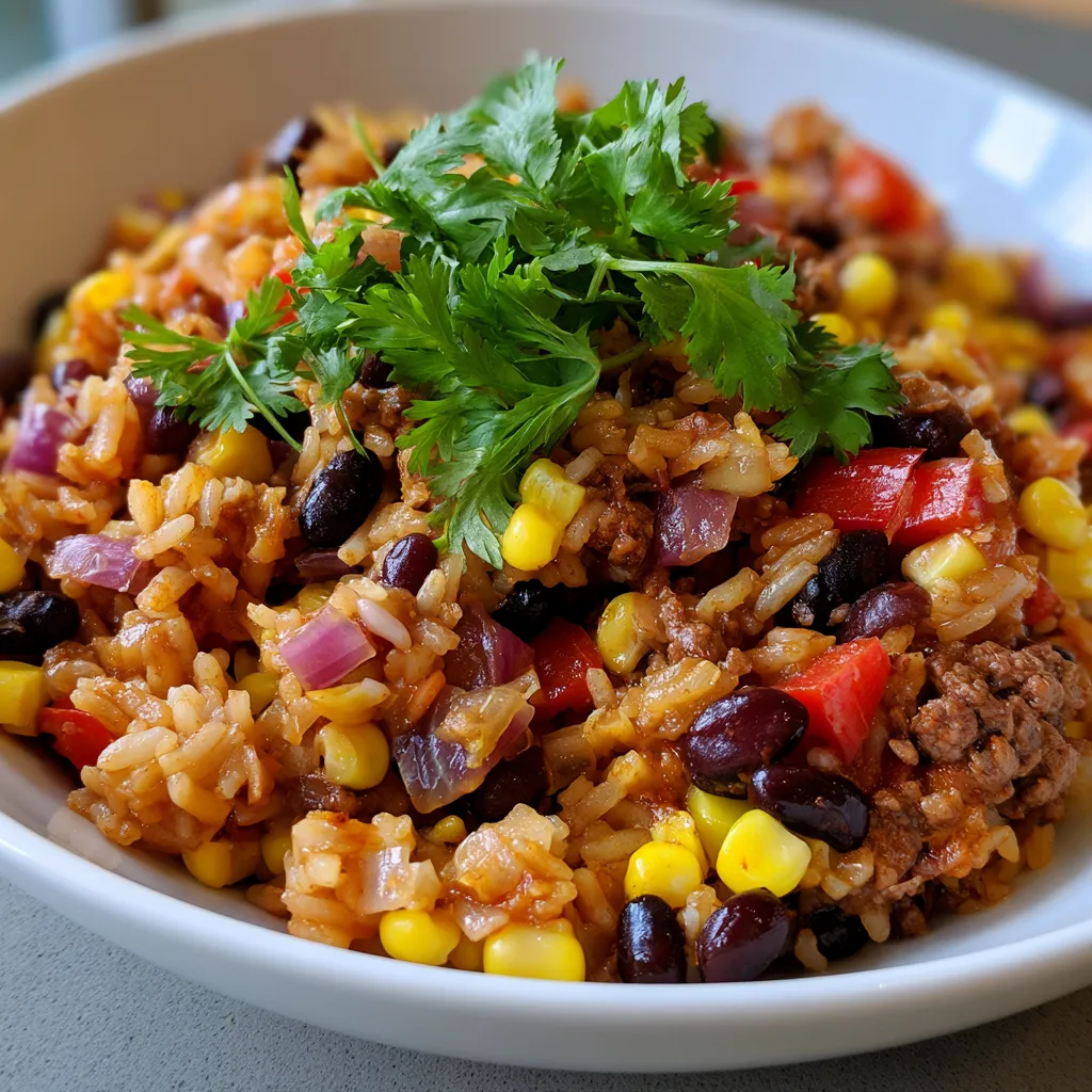 One-Pan Beef Burrito Bowl