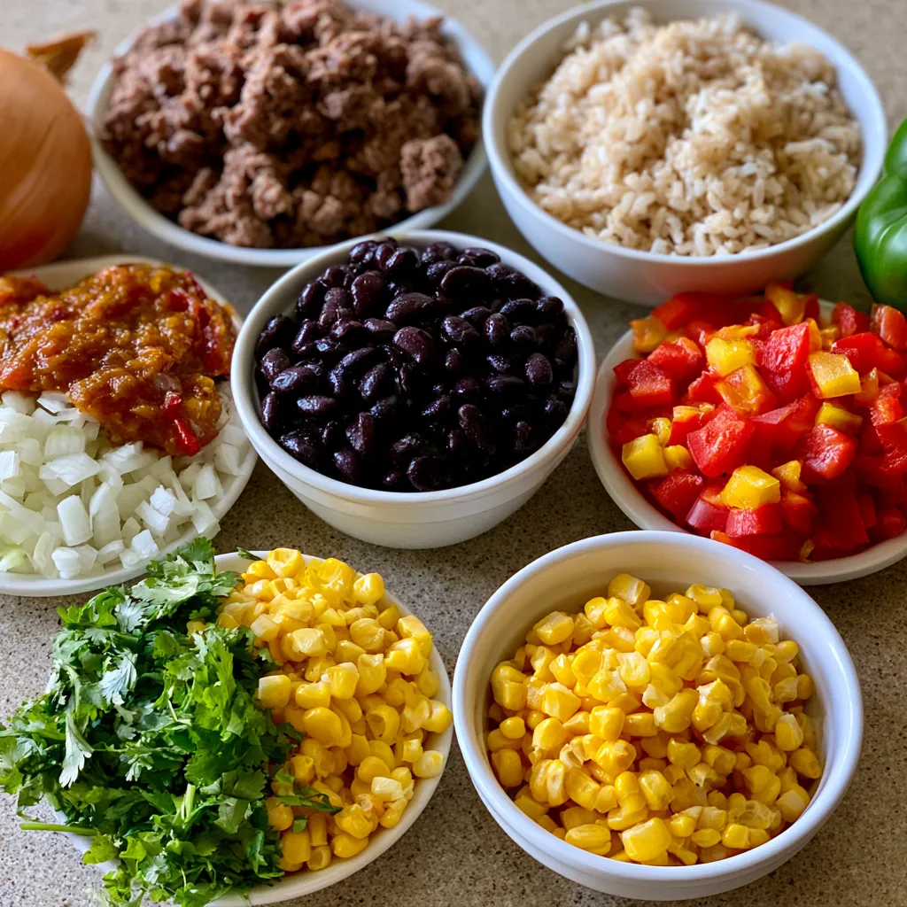 One-Pan Beef Burrito Bowl
