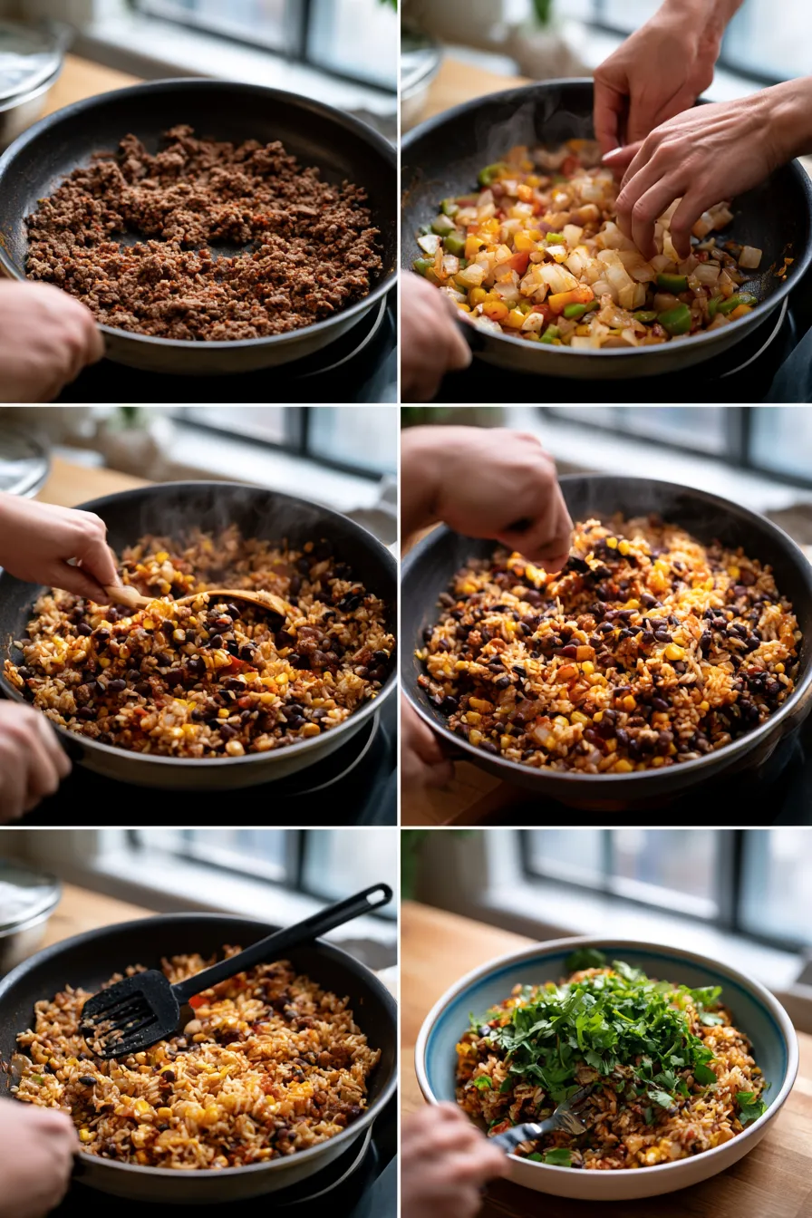 One-Pan Beef Burrito Bowl