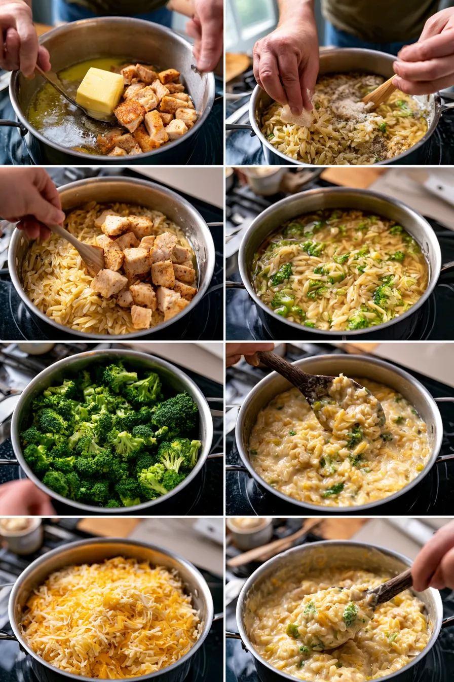 One-Pot Cheesy Chicken and Broccoli Orzo