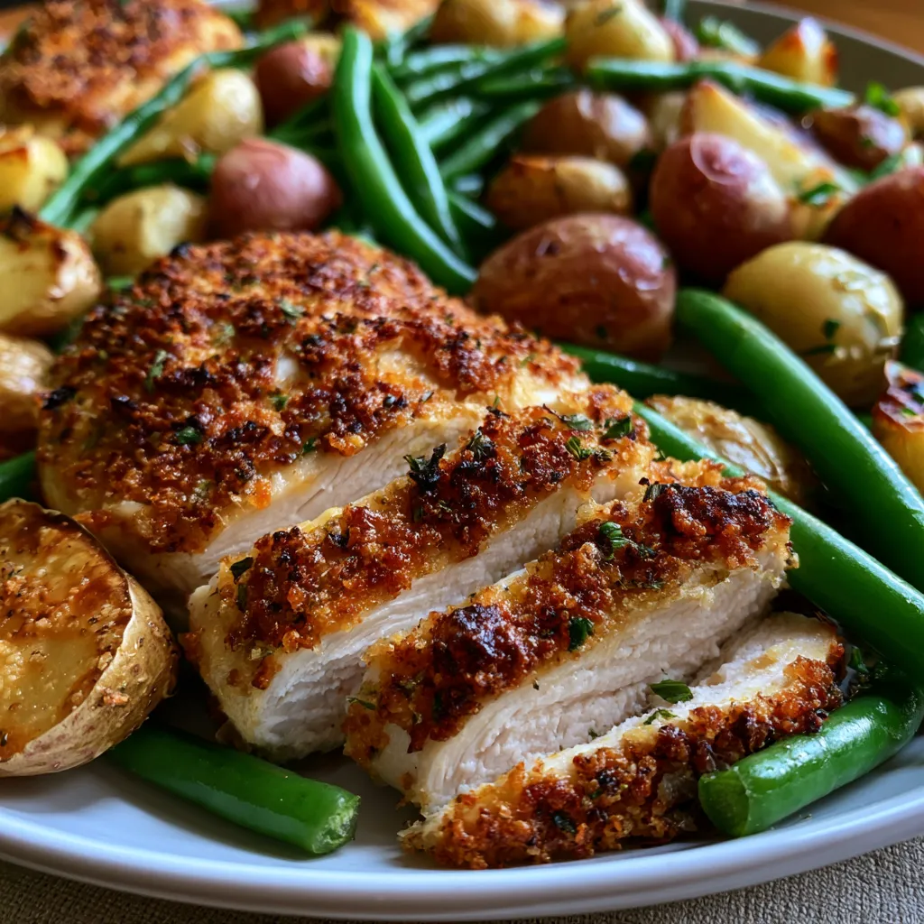 Parmesan Crusted Chicken Sheet Pan Dinner
