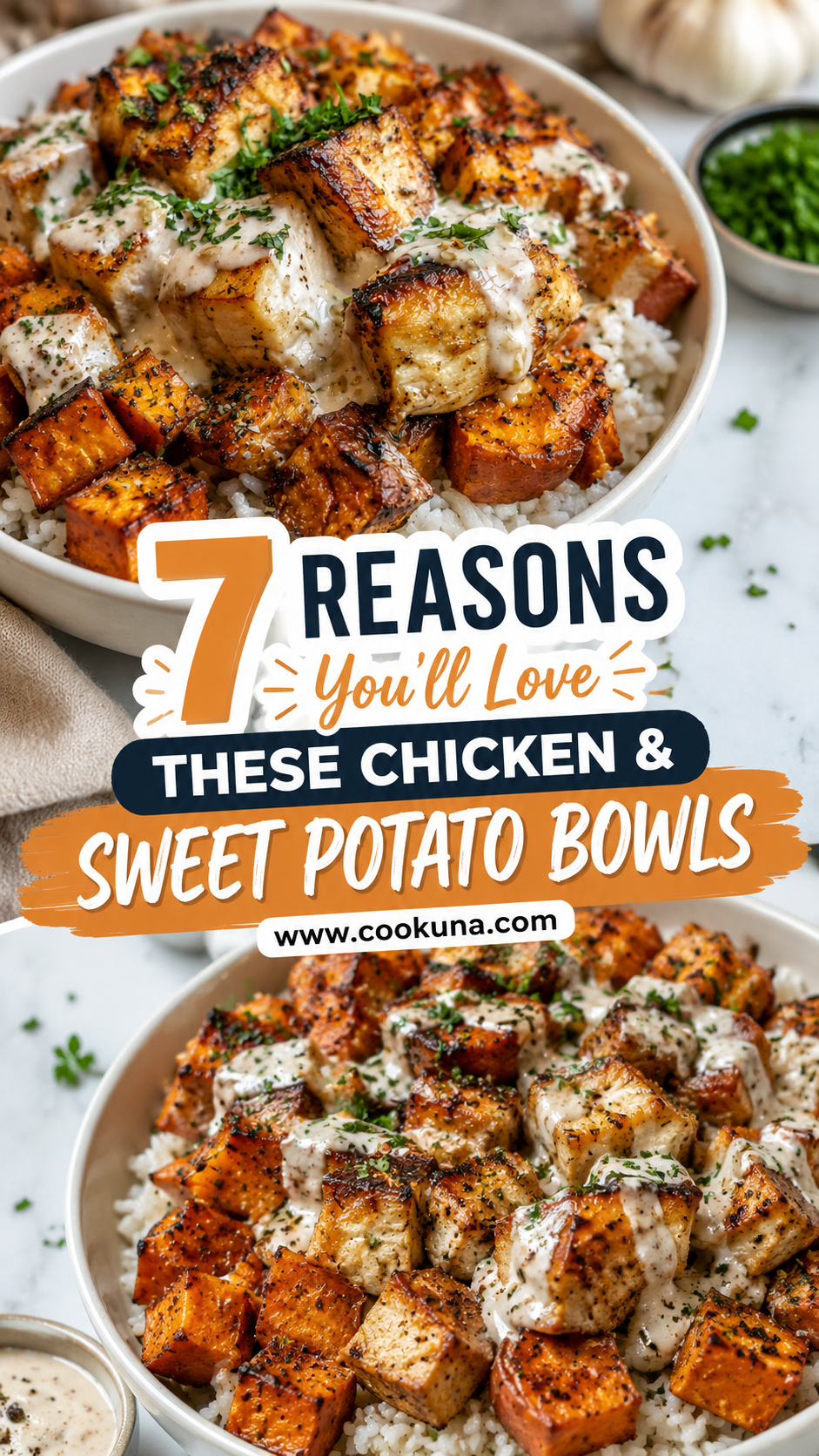 Roasted Chicken and Sweet Potato Rice Bowls