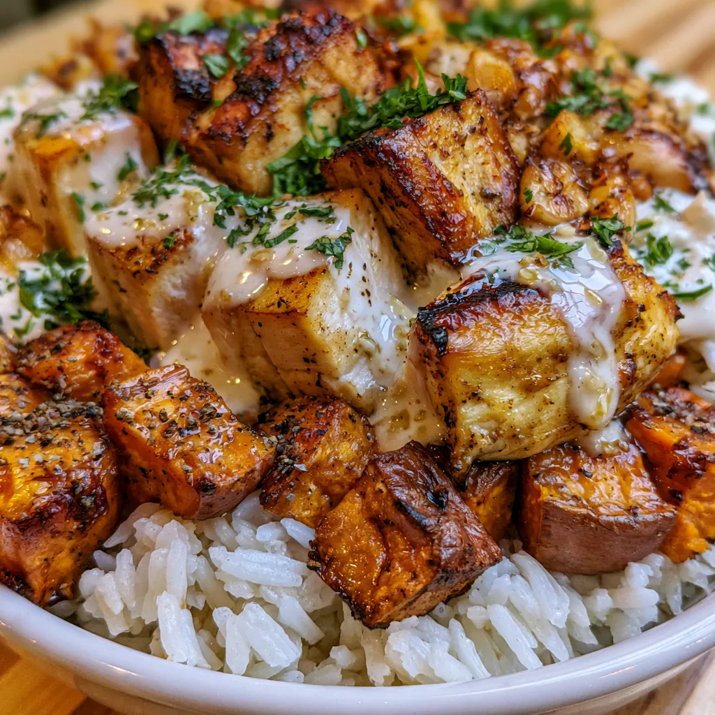 Roasted Chicken and Sweet Potato Rice Bowls
