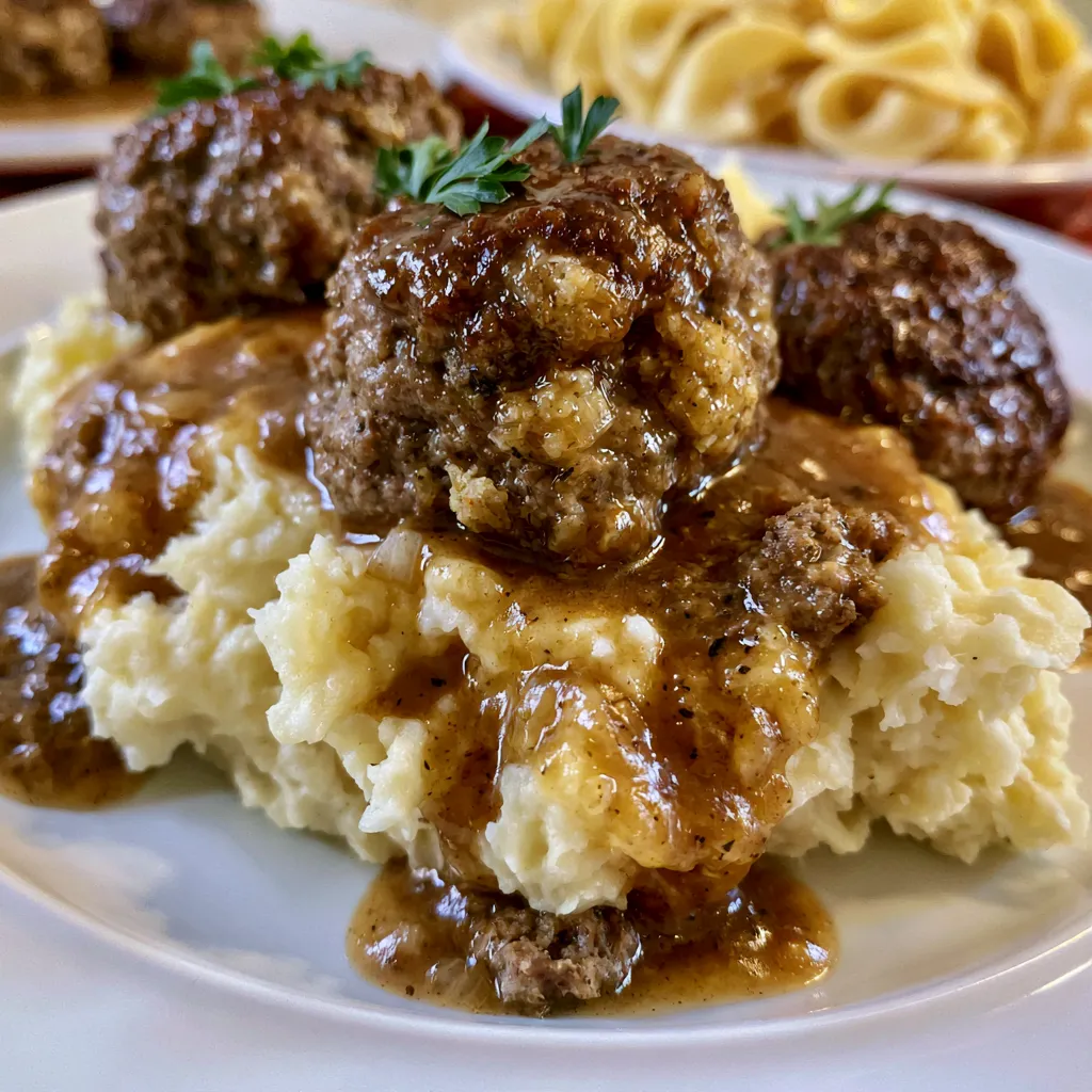 Slow Cooker Salisbury Steak Meatballs
