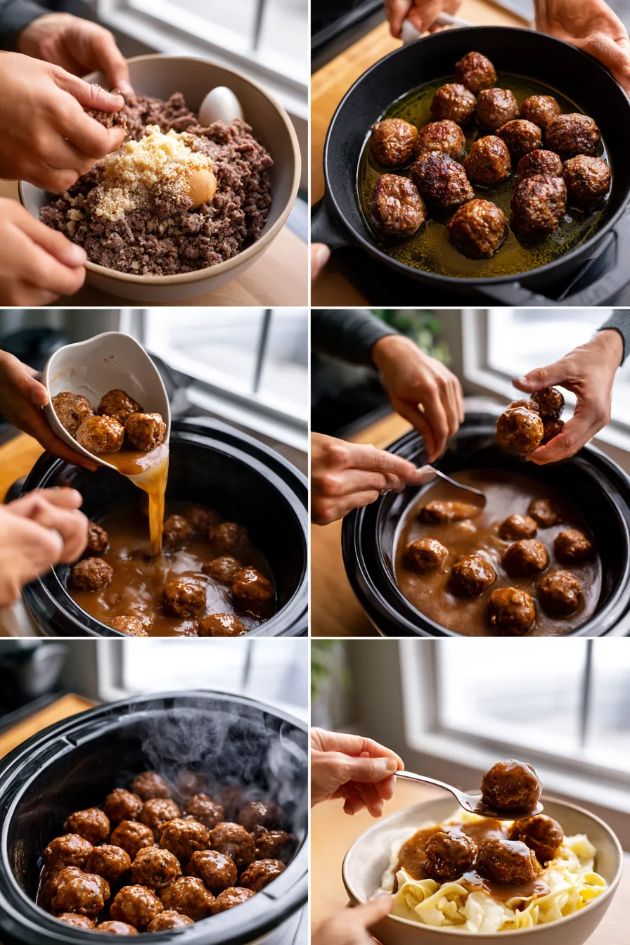 Slow Cooker Salisbury Steak Meatballs