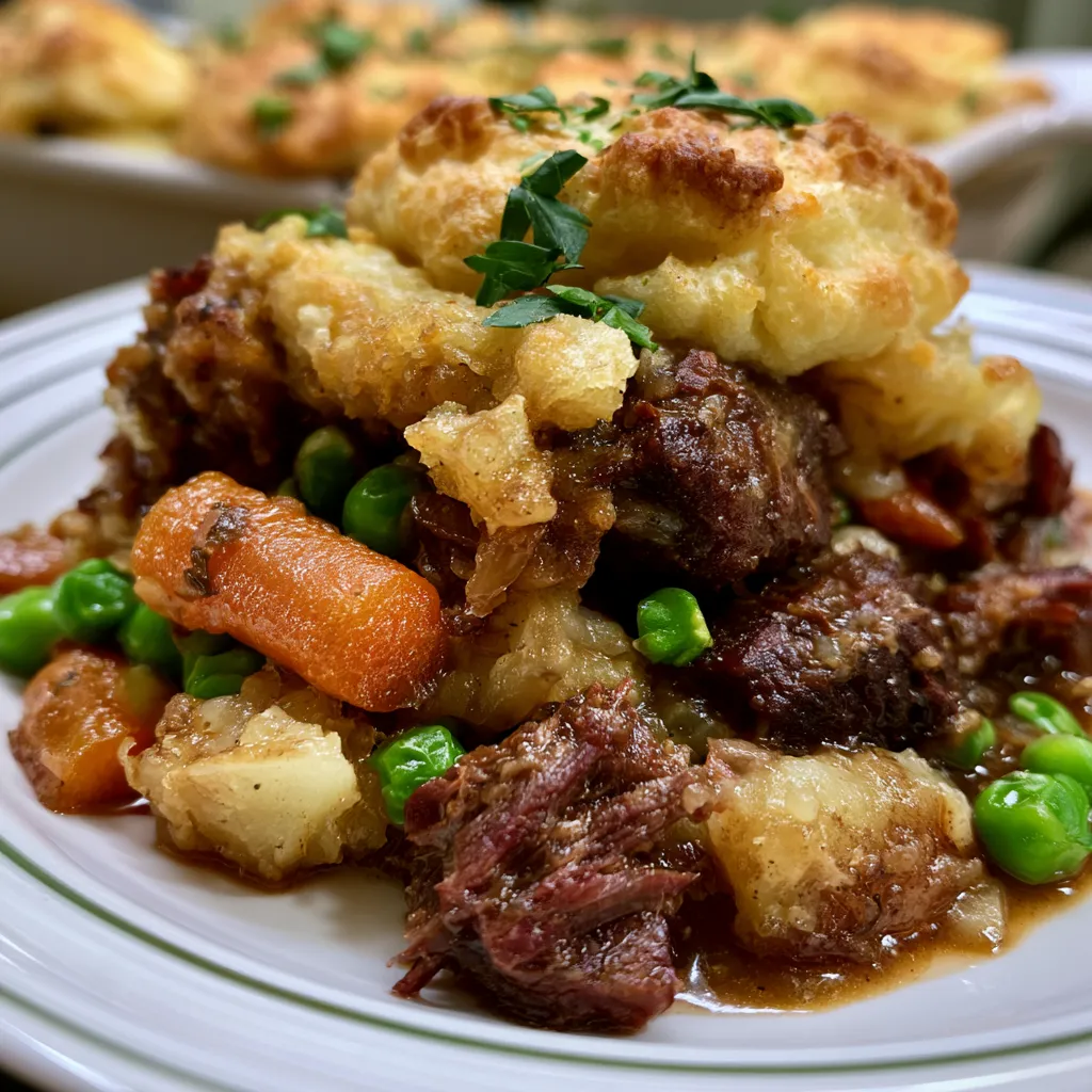 Smoked Beef Pot Pie with Biscuits