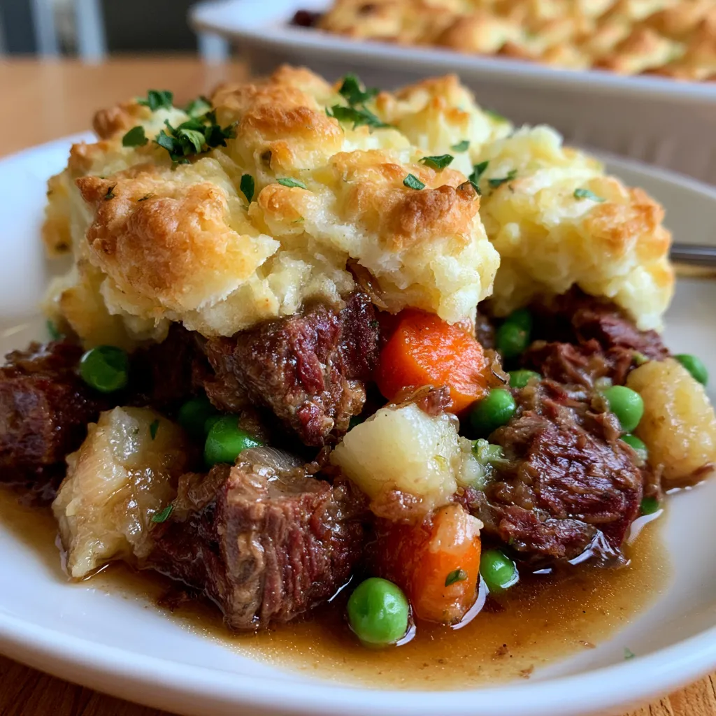 Smoked Beef Pot Pie with Biscuits