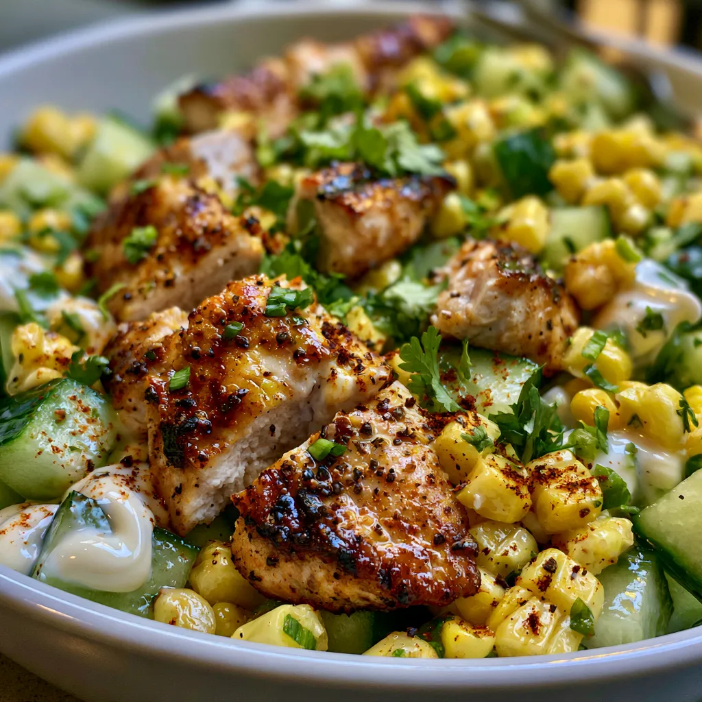 Street Corn Creamy Cucumber Chicken Salad