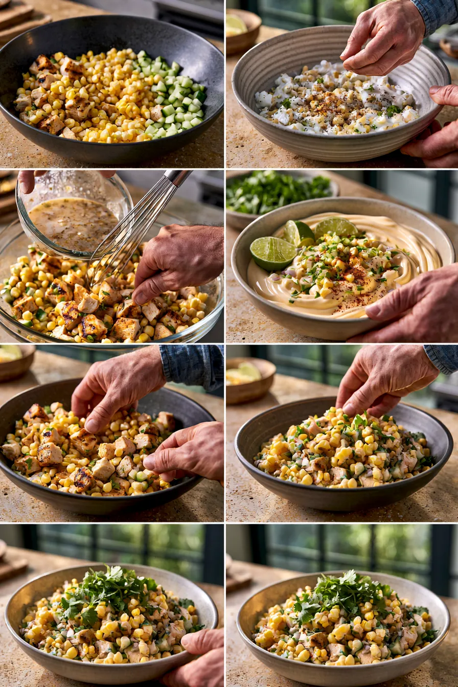 Street Corn Creamy Cucumber Chicken Salad