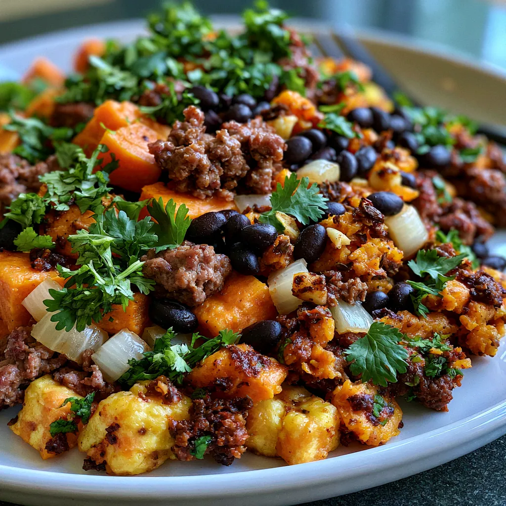 Tex-Mex Sweet Potato Hash with Ground Beef
