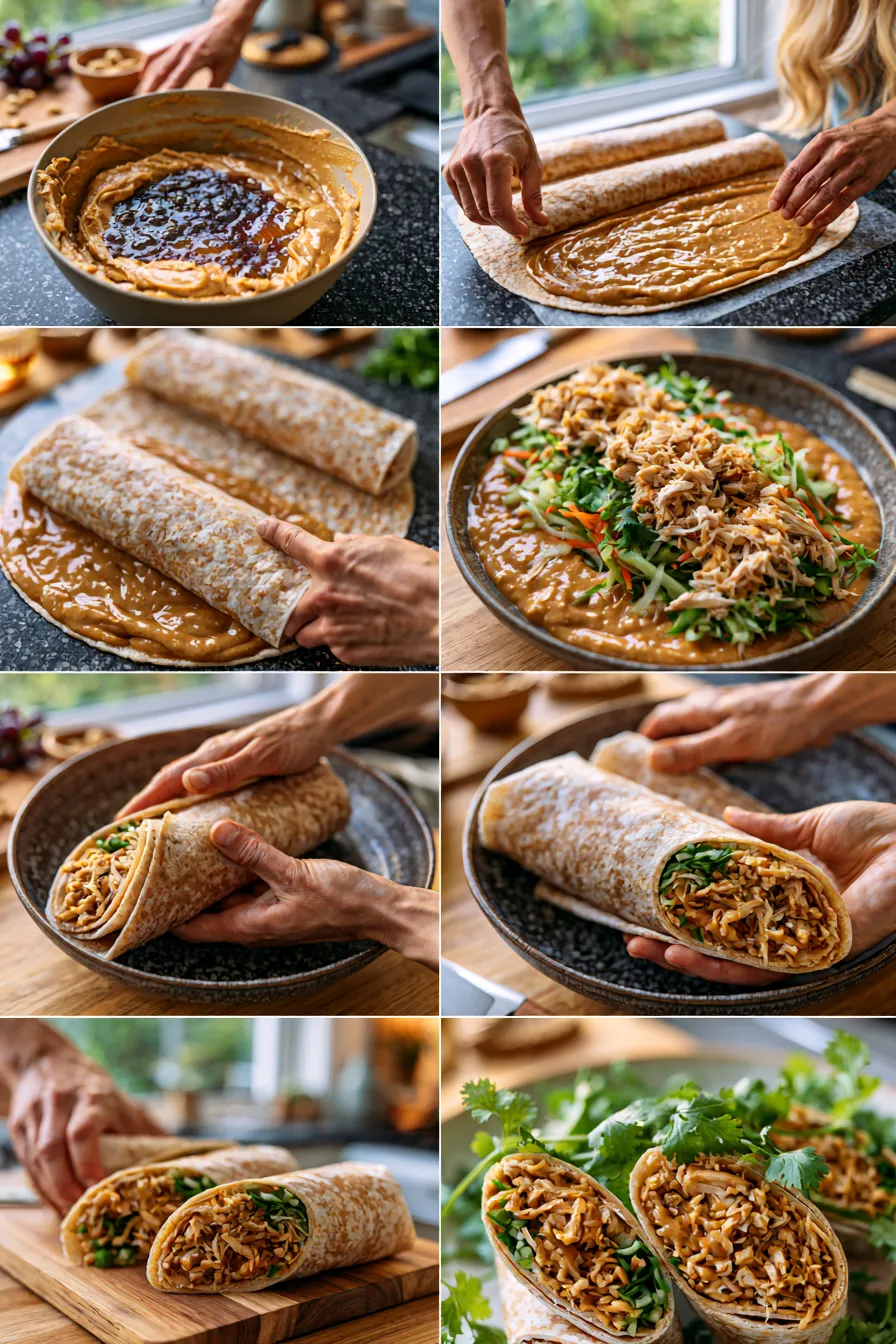 Thai Peanut Chicken Wraps