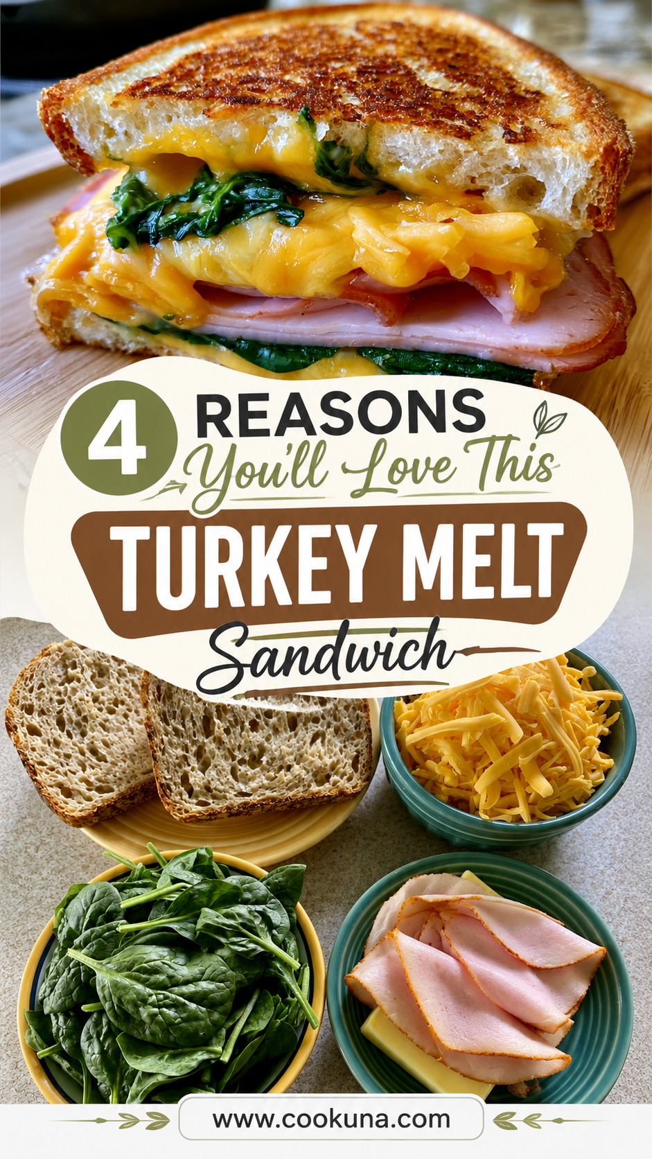 Turkey Melt with Cheddar and Spinach