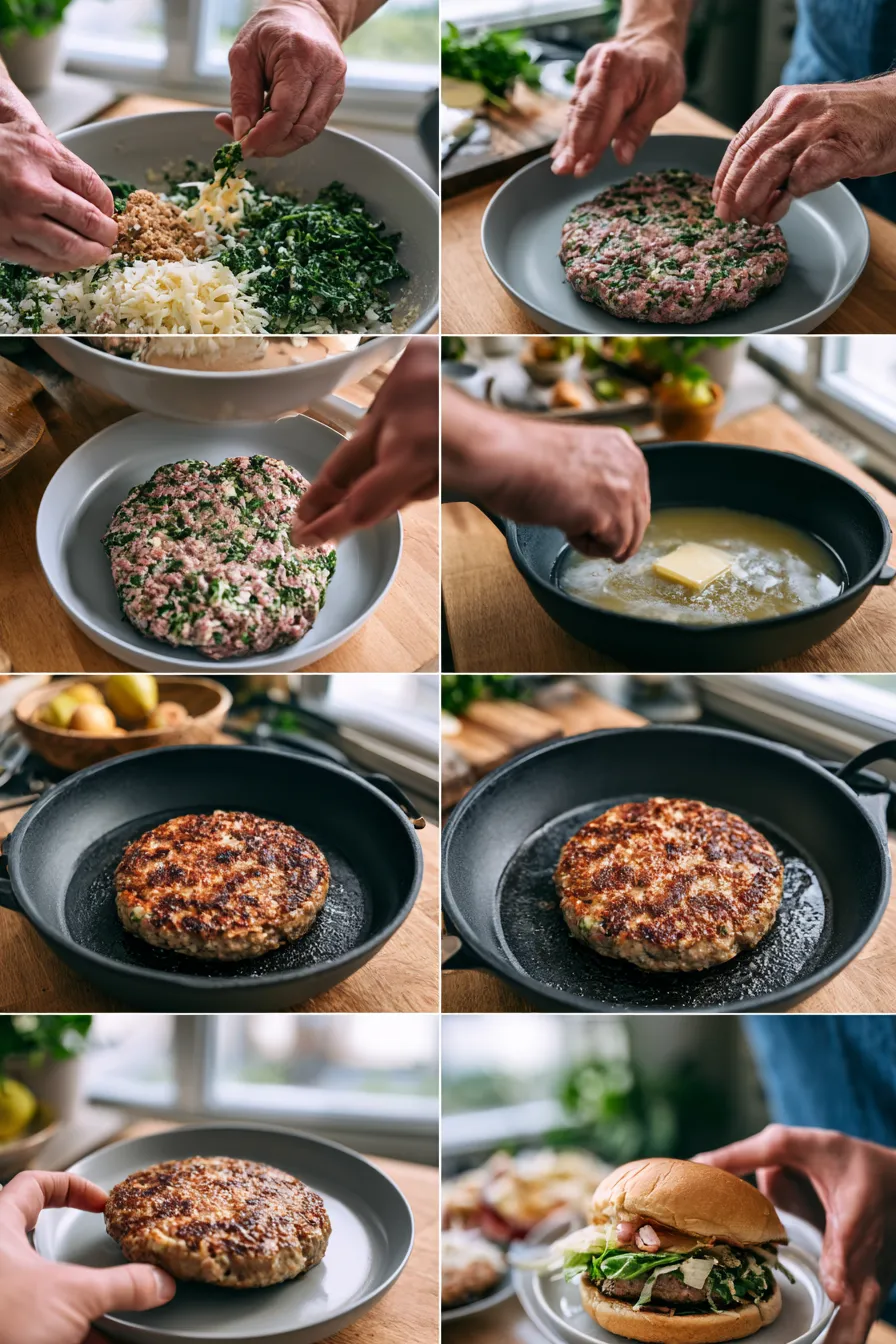 White Cheddar & Spinach Beef Burgers