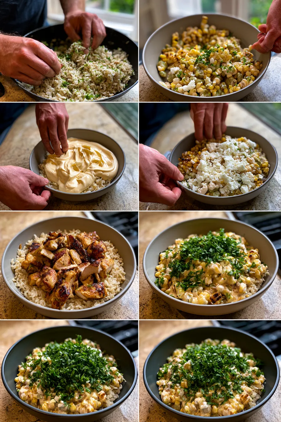 street corn chicken rice bowls prepper protein