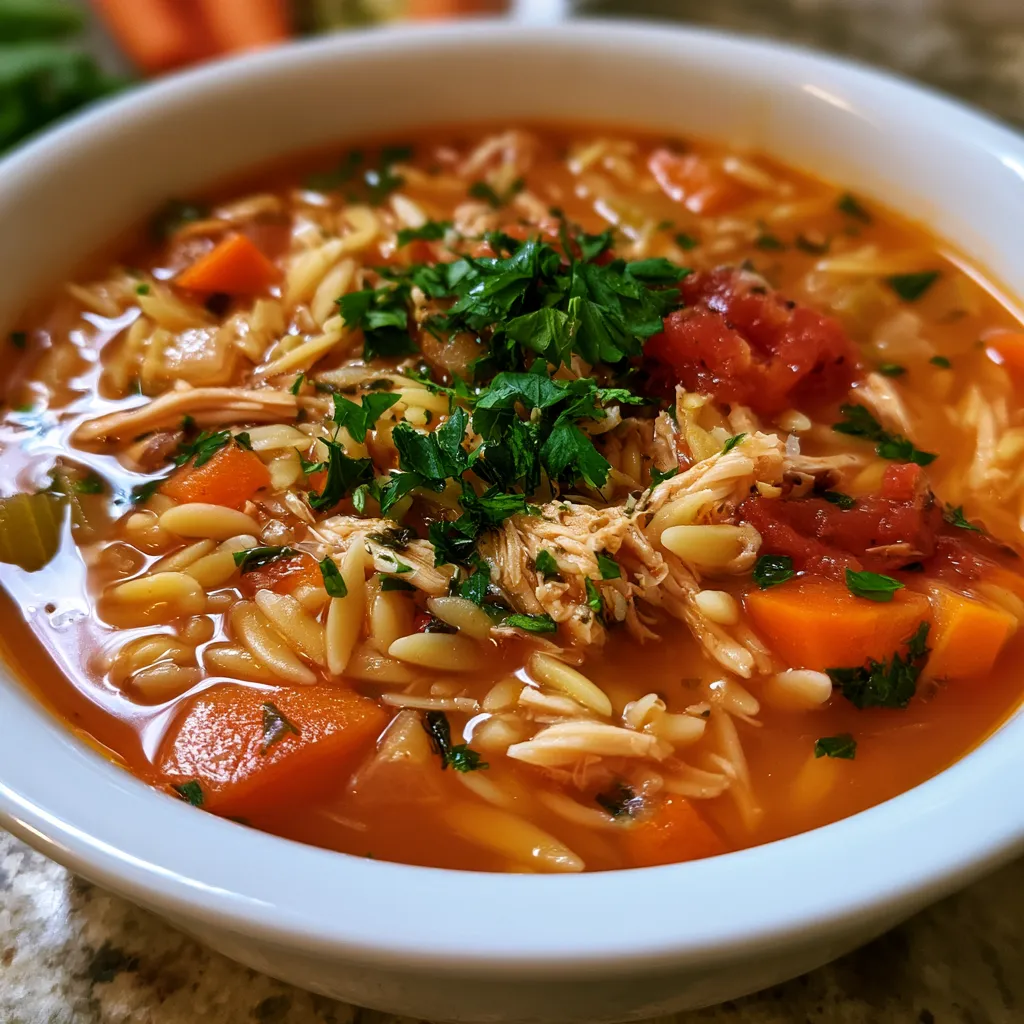 warm chicken orzo soup