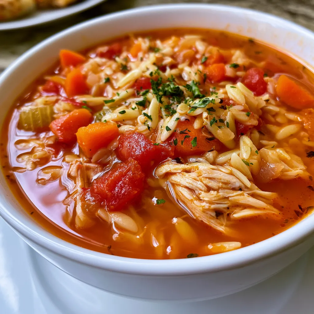 warm chicken orzo soup
