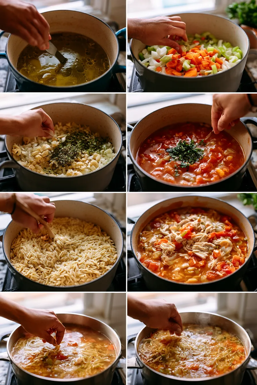warm chicken orzo soup