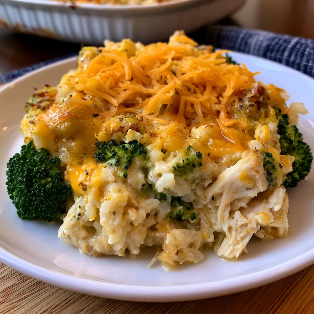 cheesy broccoli chicken and rice casserole