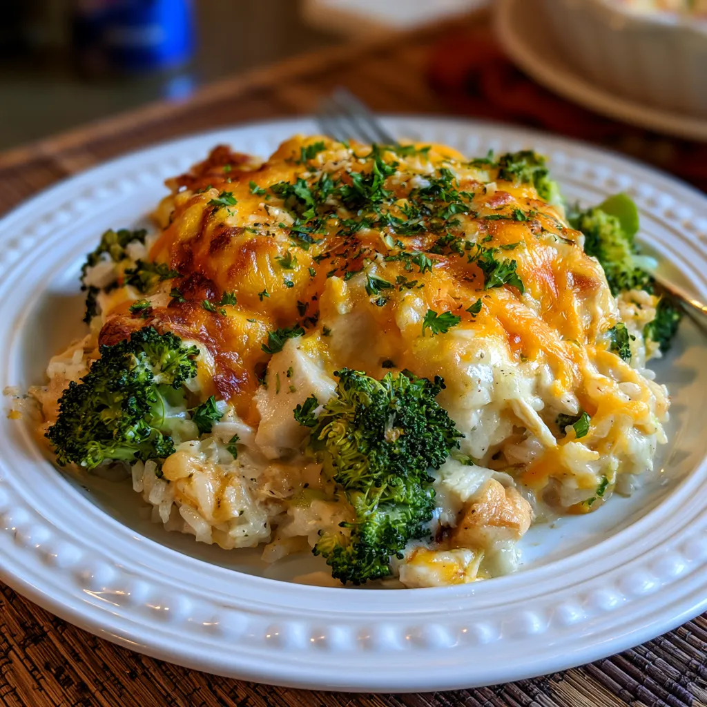cheesy broccoli chicken and rice casserole