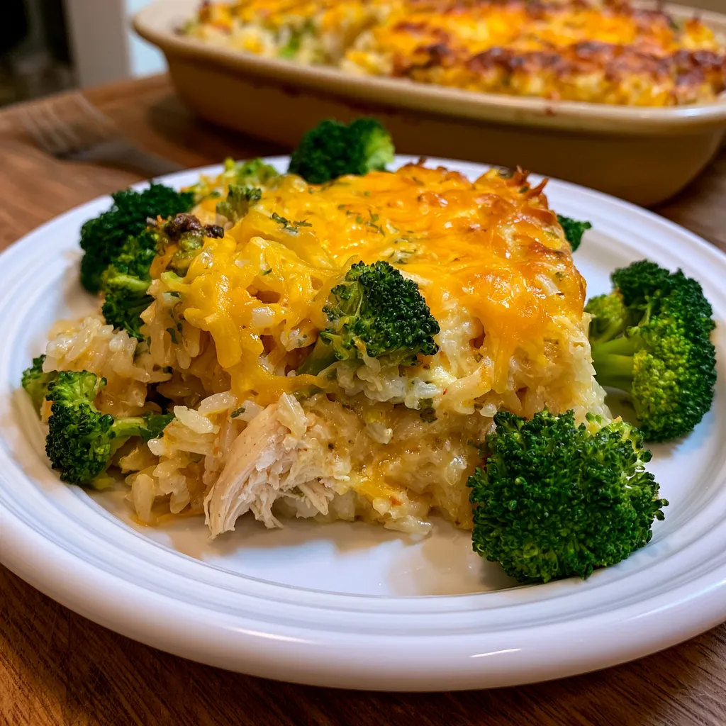 cheesy broccoli chicken and rice casserole