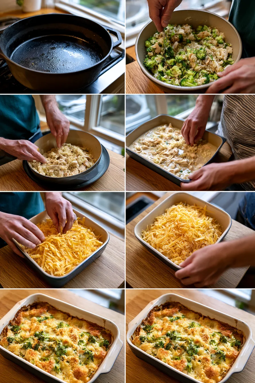 cheesy broccoli chicken and rice casserole