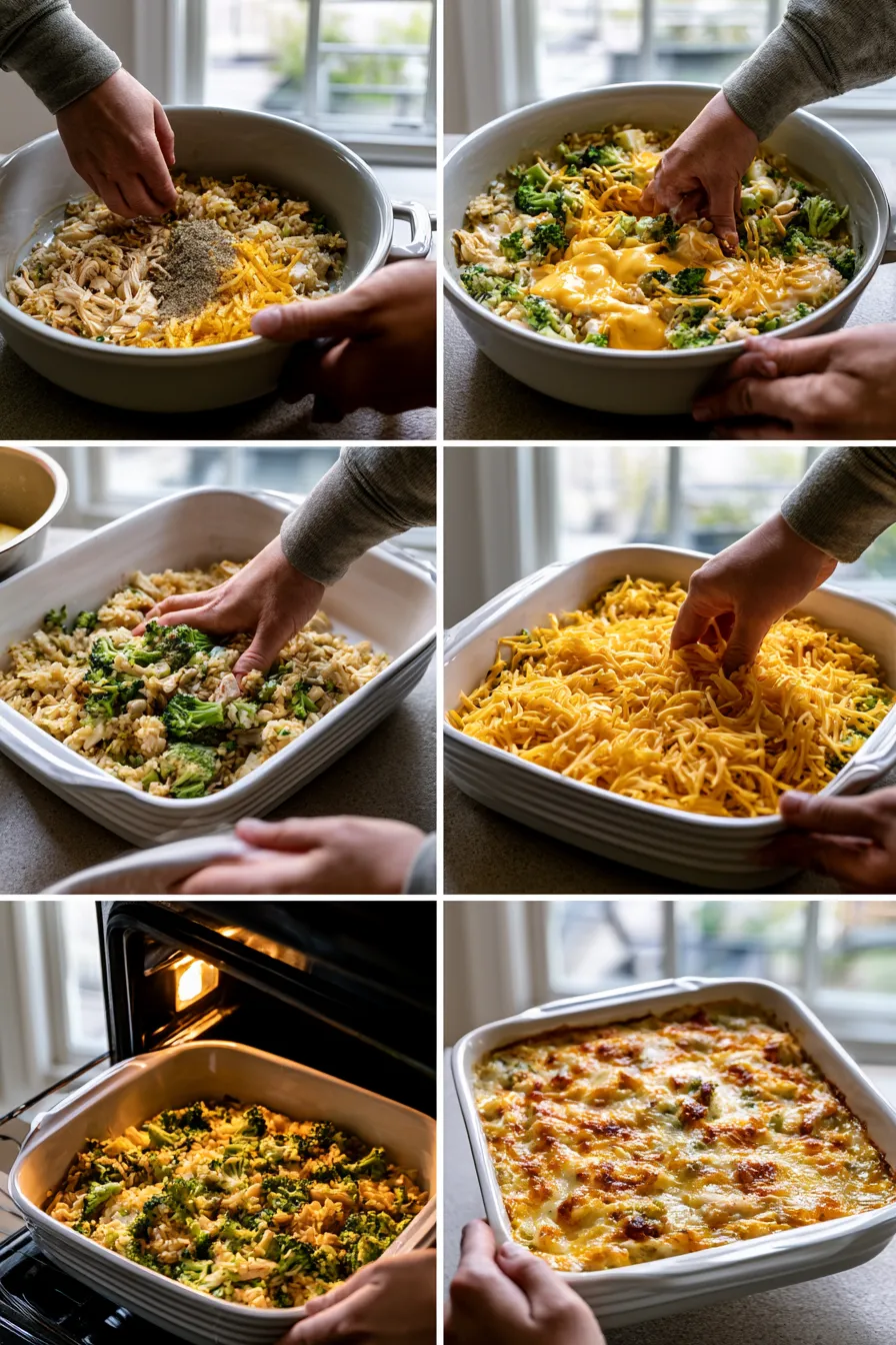 cheesy broccoli chicken and rice casserole