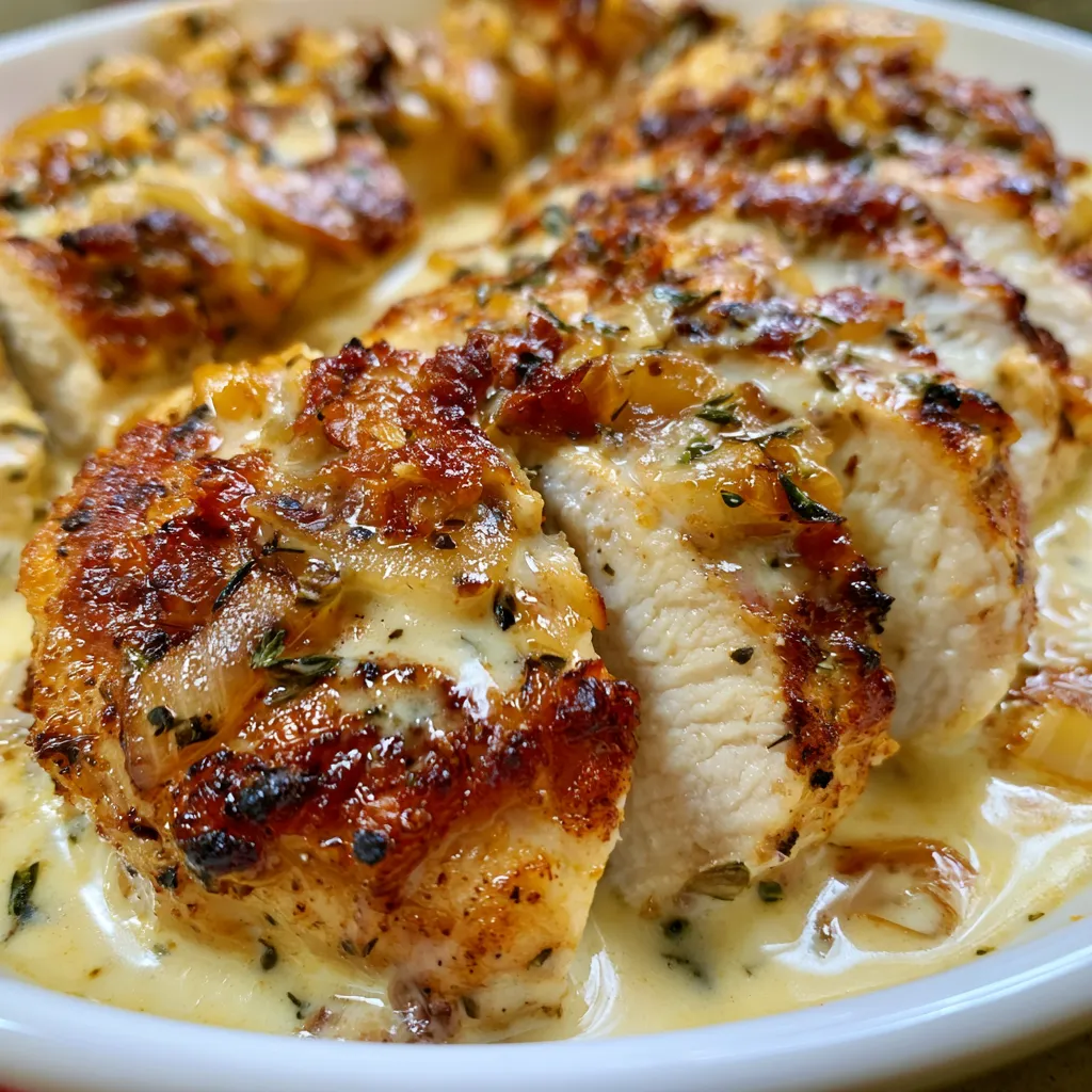 chicken breasts in creamy garlic sauce