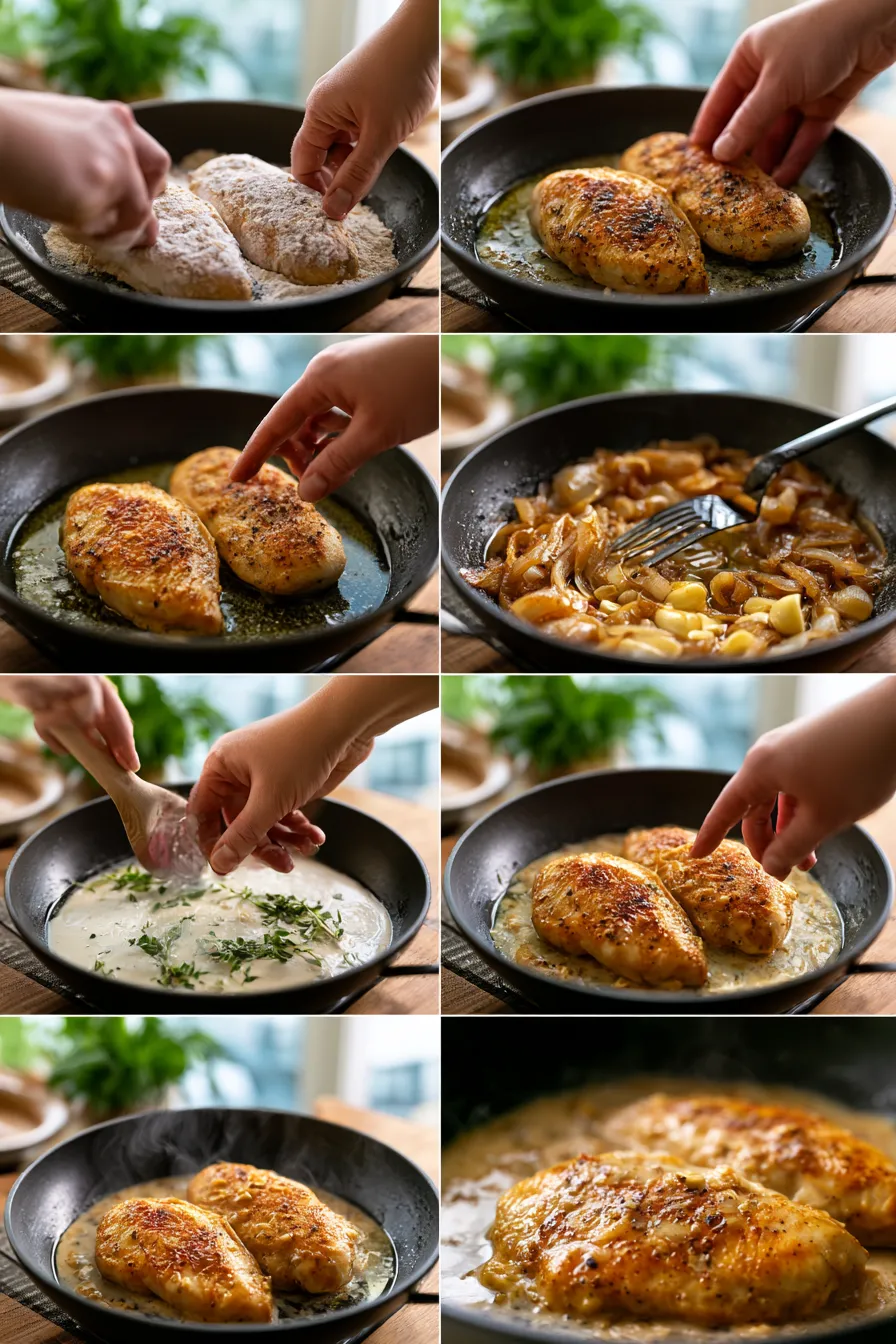 chicken breasts in creamy garlic sauce