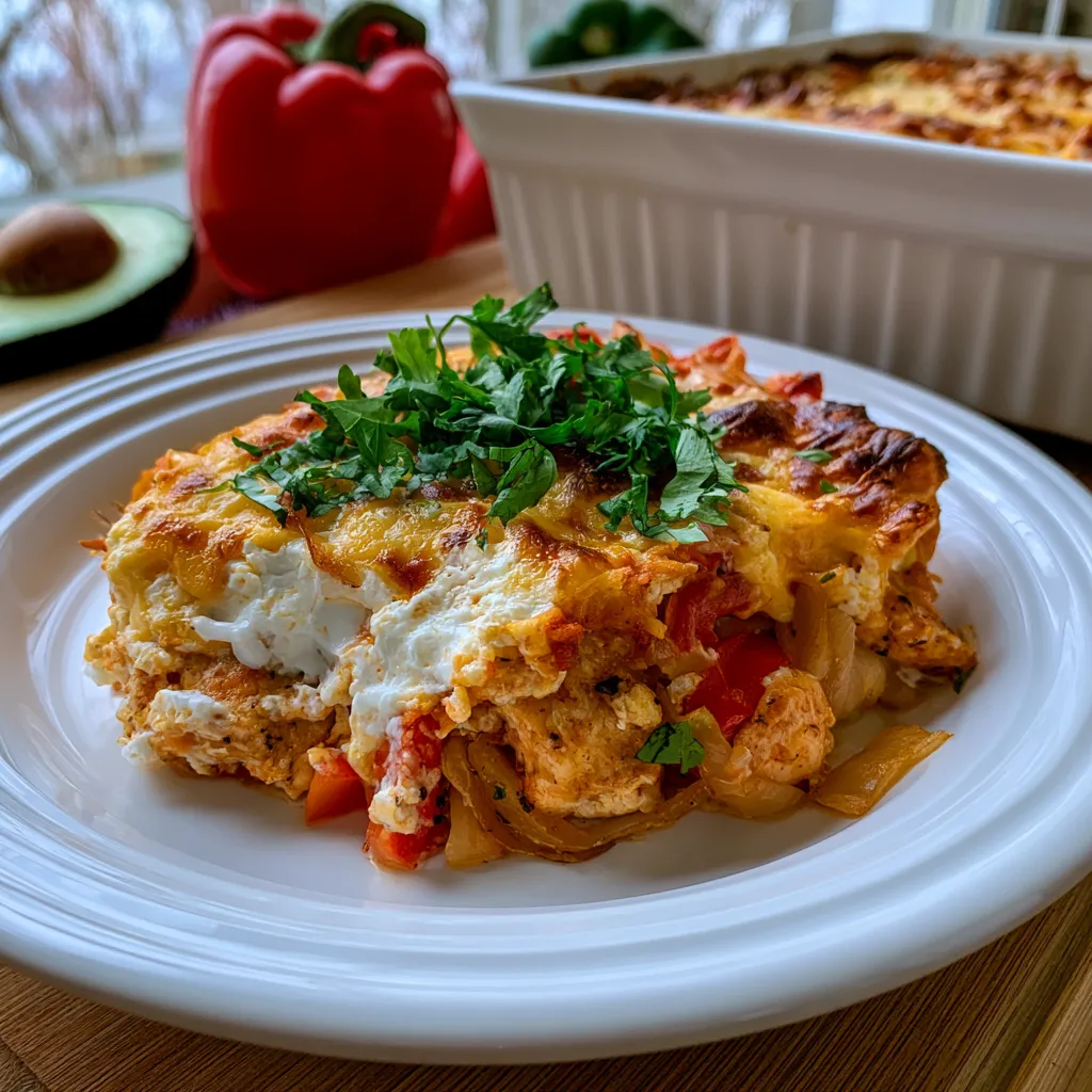 creamy chicken fajita casserole