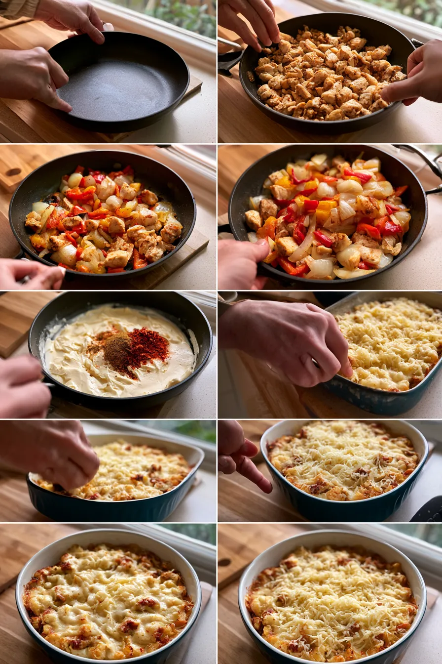 creamy chicken fajita casserole