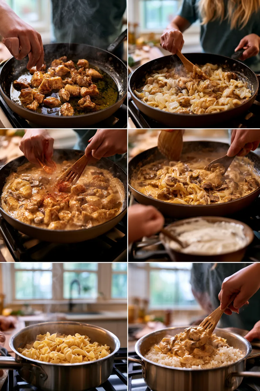 creamy chicken stroganoff