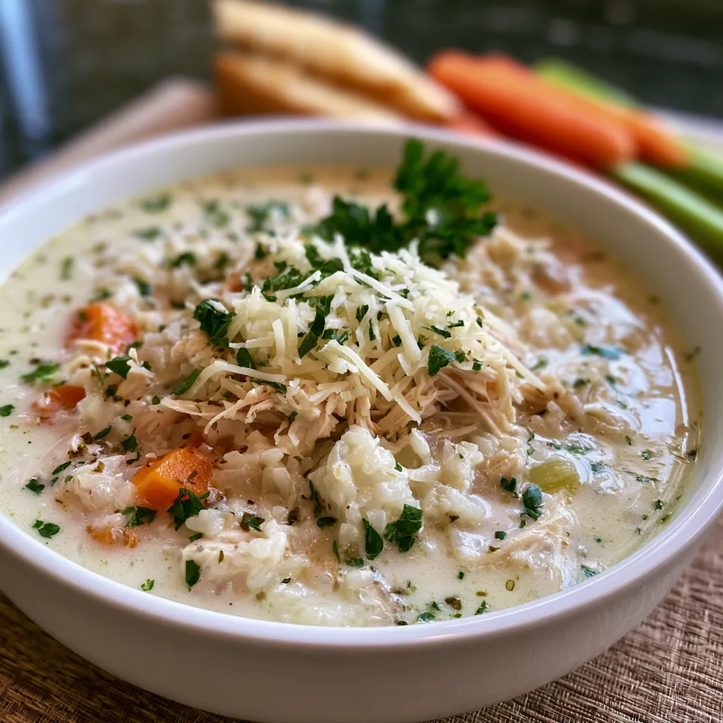 creamy white chicken rice soup