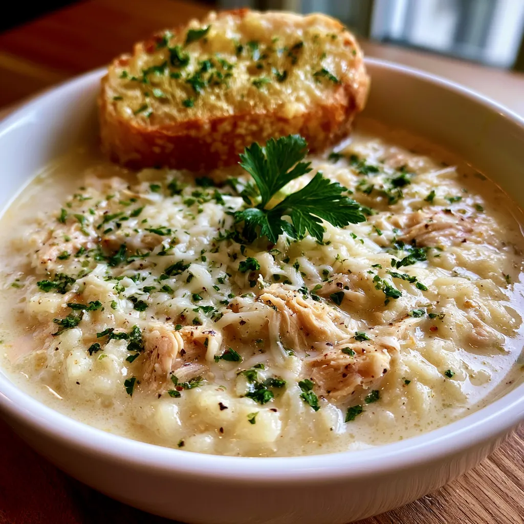 creamy white chicken rice soup