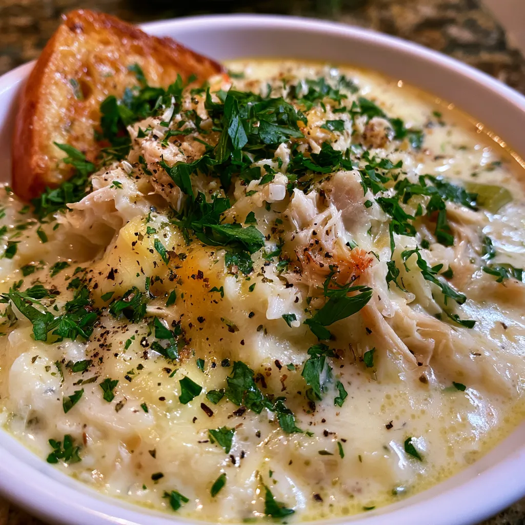 creamy white chicken rice soup