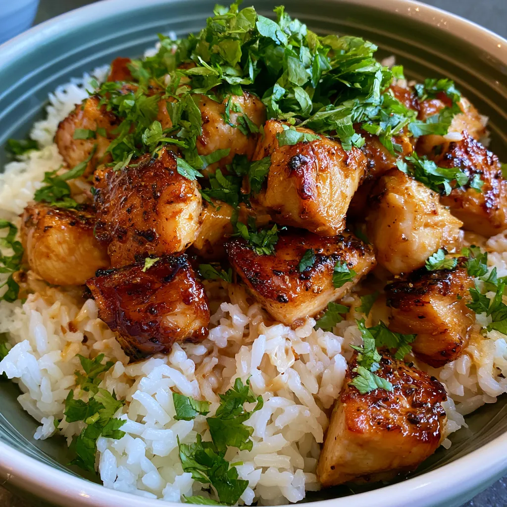 easy coconut chicken rice bowl