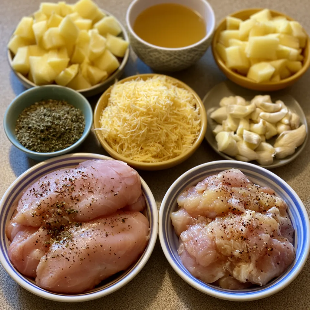 garlic parmesan crockpot chicken and potatoes