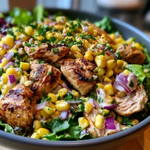 high protein chicken street corn salad