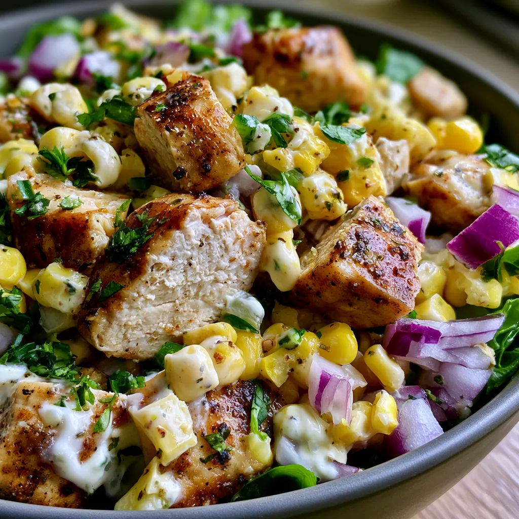 high protein chicken street corn salad