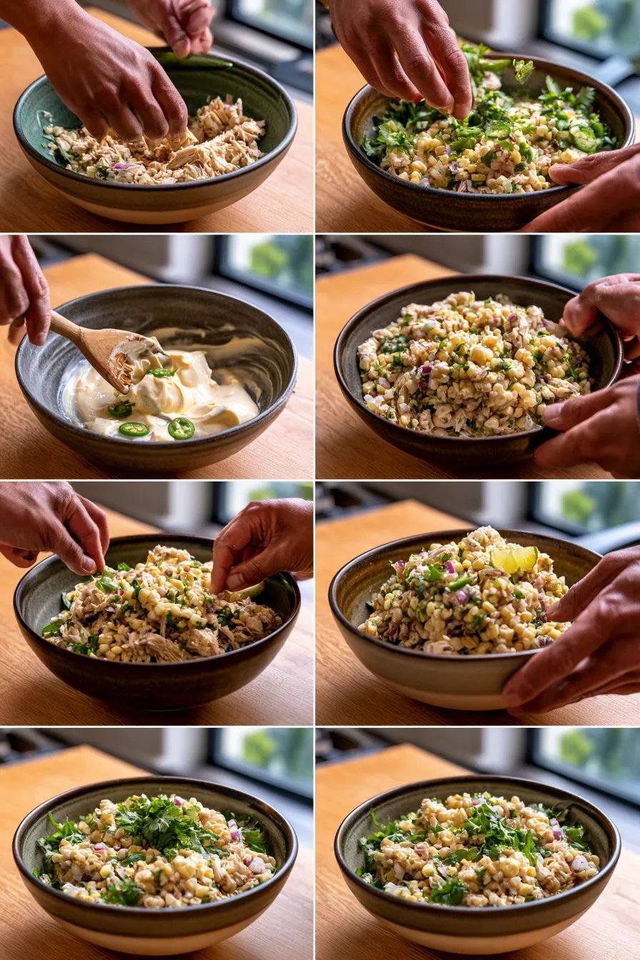 high protein chicken street corn salad