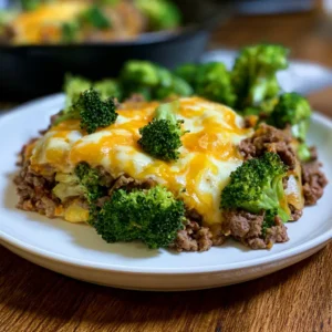 keto hamburger broccoli skillet