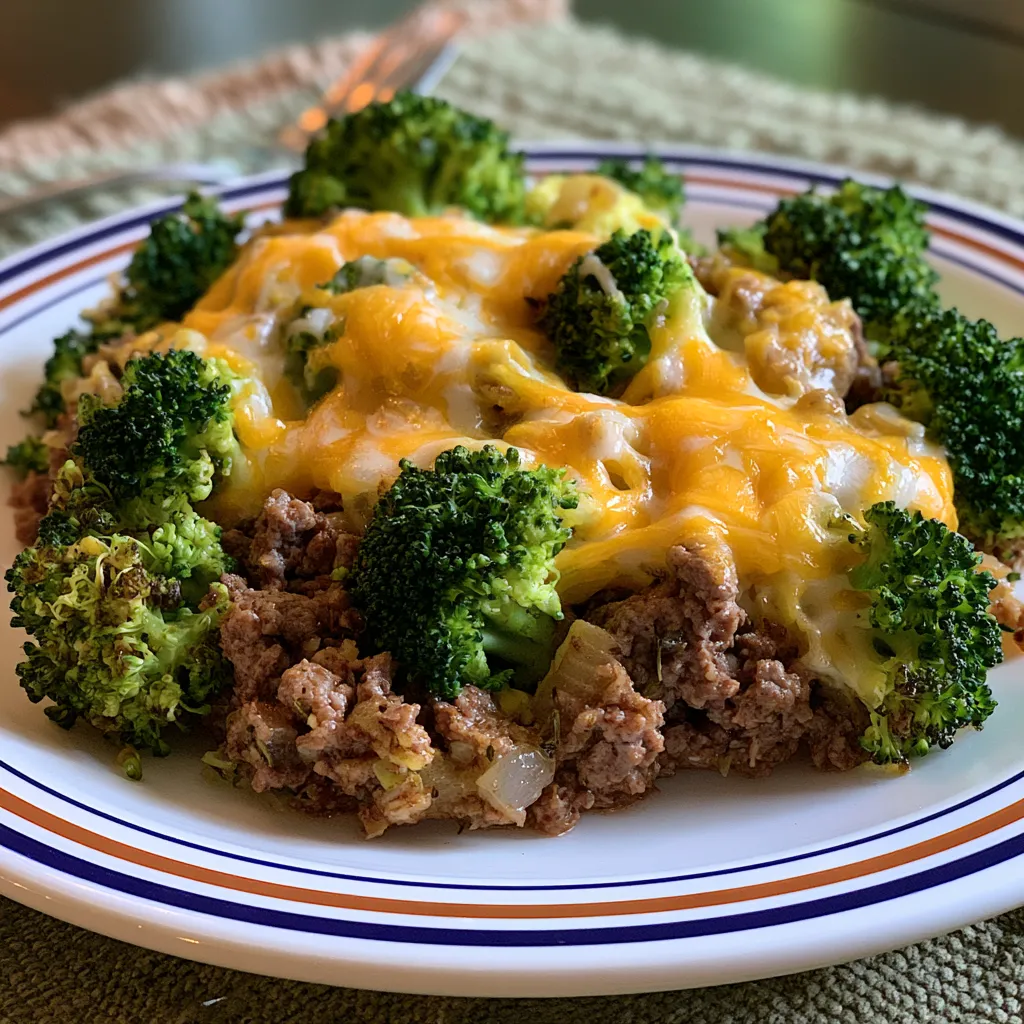 keto hamburger broccoli skillet