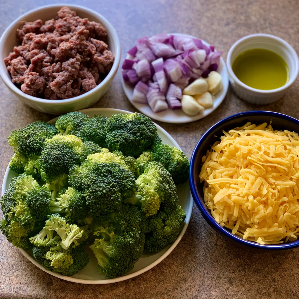 keto hamburger broccoli skillet