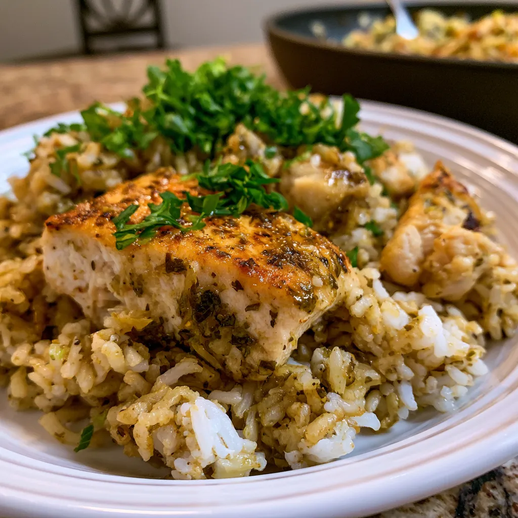 salsa verde chicken & rice skillet