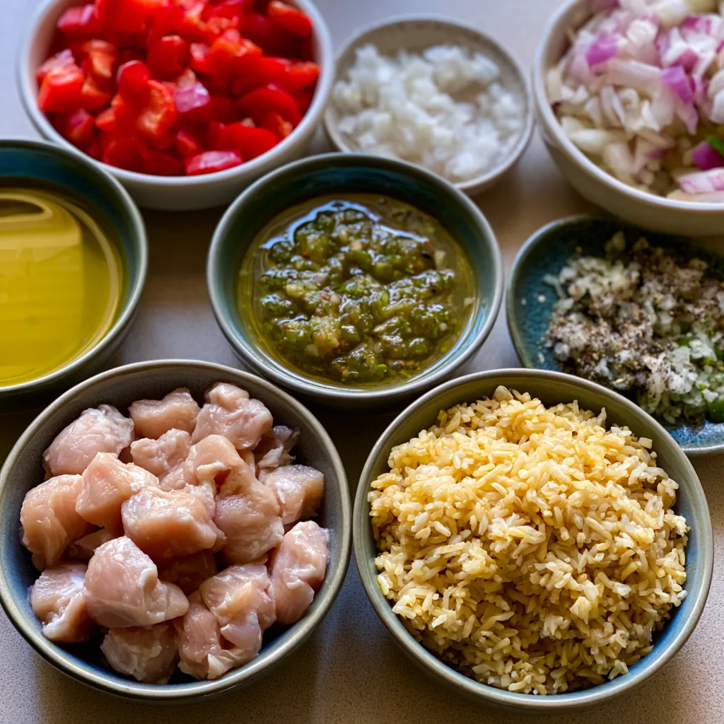 salsa verde chicken & rice skillet