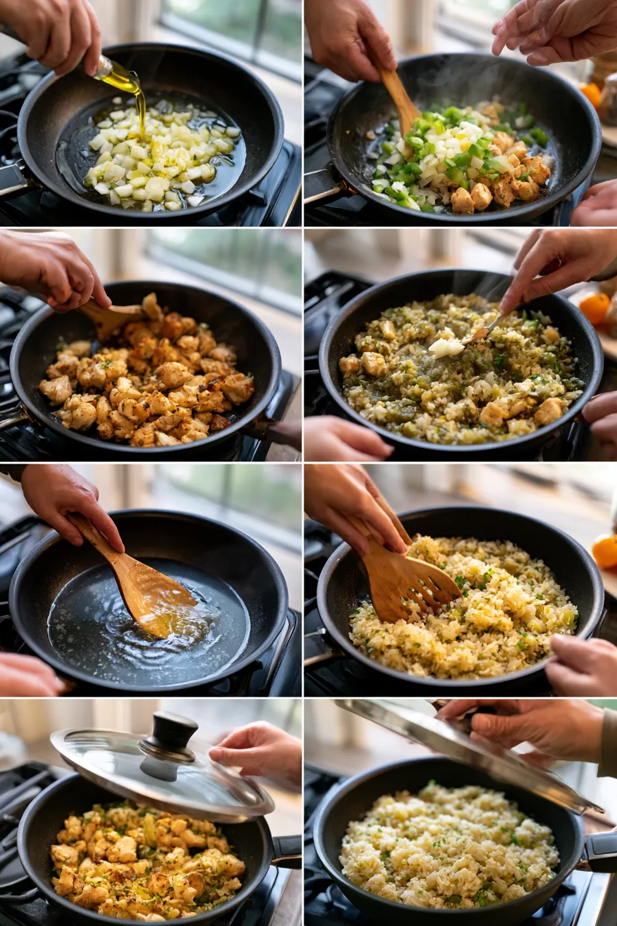 salsa verde chicken & rice skillet